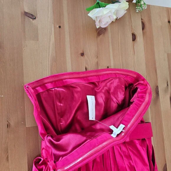 NY&C - Strapless Full Skirt Knee Length Cotton Dress - Pomegranate Red Size 4 - Picture 3 of 11